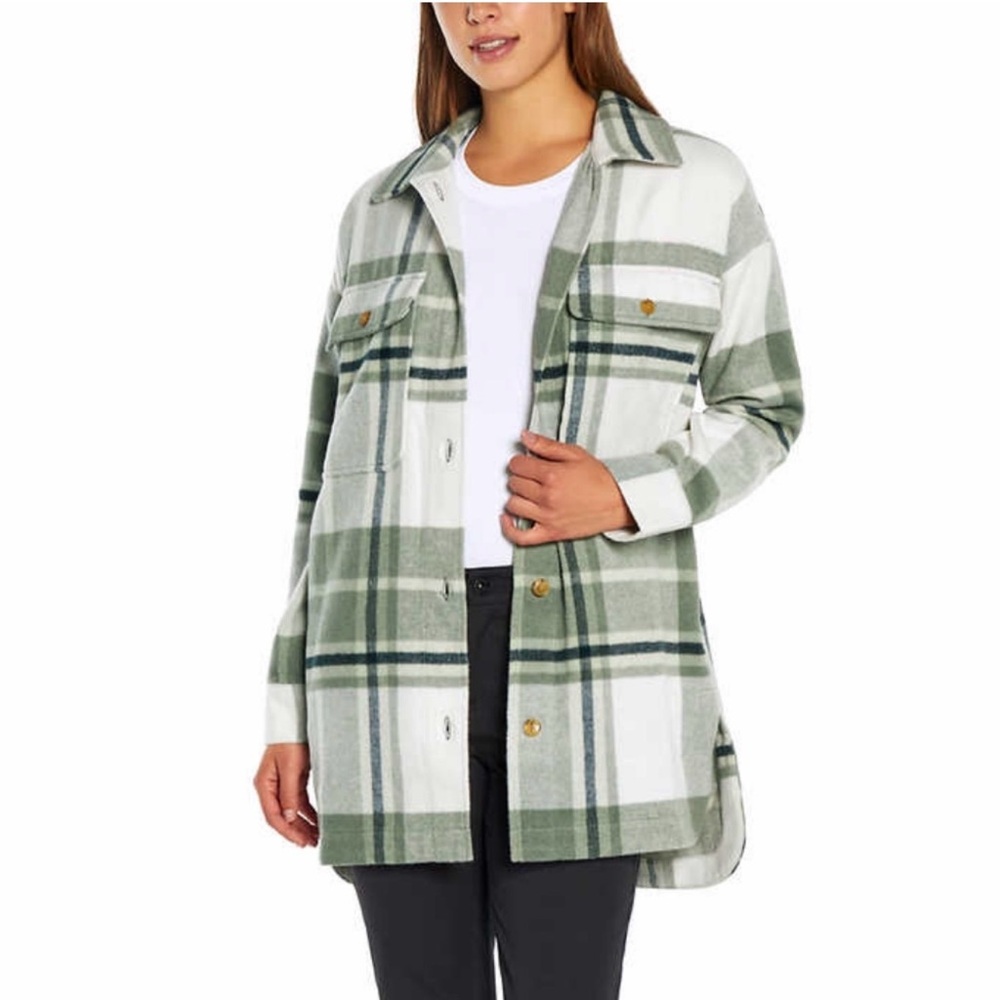 Banana Republic Women's Plaid Flannel Shirt Jacket (Green, XS)